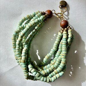 7-Stranded Turquoise Heishi Bohemian Bracelet